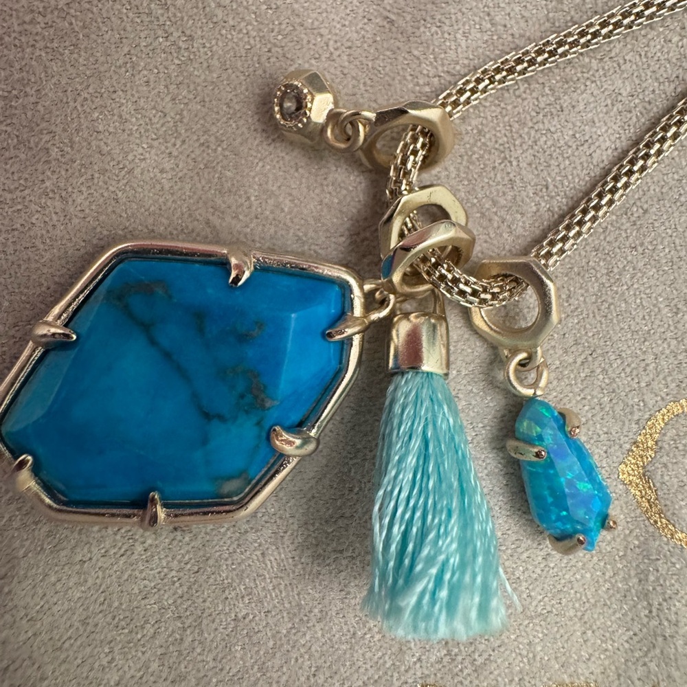 Kendra Scott Turquoise and Gold Charm Necklace - Picture 3 of 3